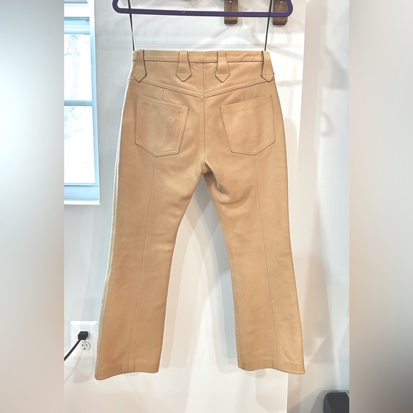 NWT Saint Laurent Leather Kick Flare Pants Beige FR36 - Picture 2 of 16